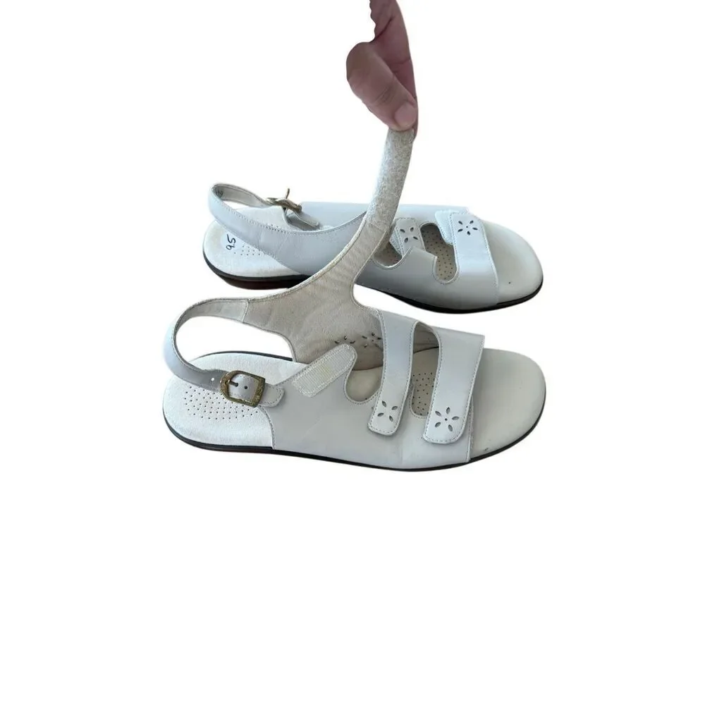 SAS Womens Bone Quatro Tripad Comfort Leather Strappy Slingback Sandals Size 9.5
